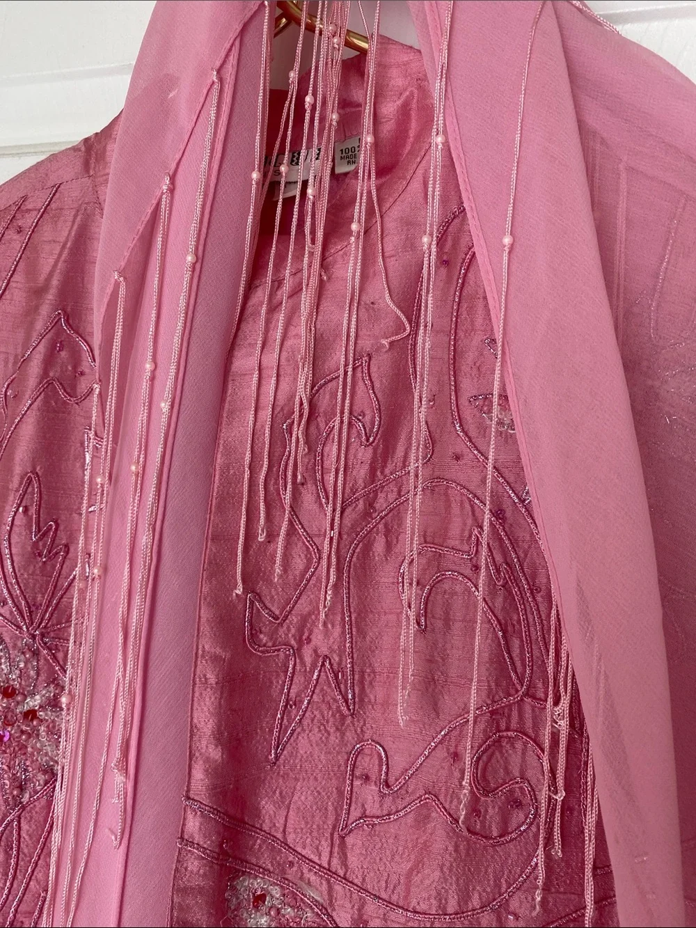 Silk blazer and two chiffon scarves. Embroidered beaded pockets GORGEOUS!